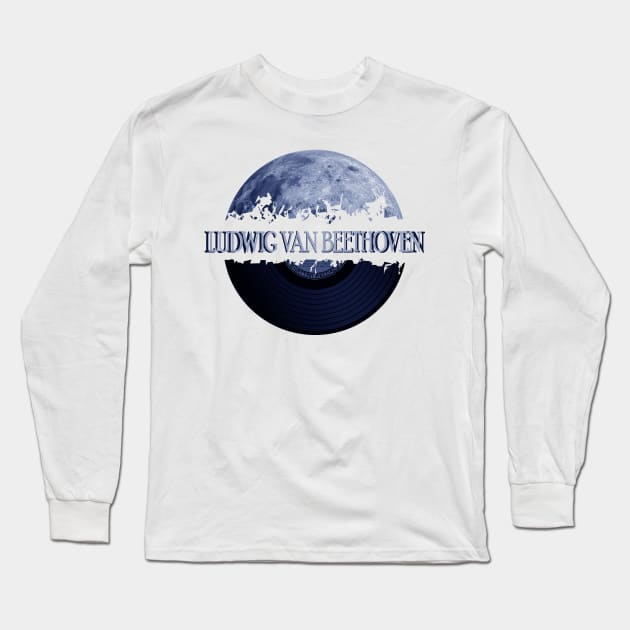 Ludwig van Beethoven blue moon vinyl Long Sleeve T-Shirt by hany moon